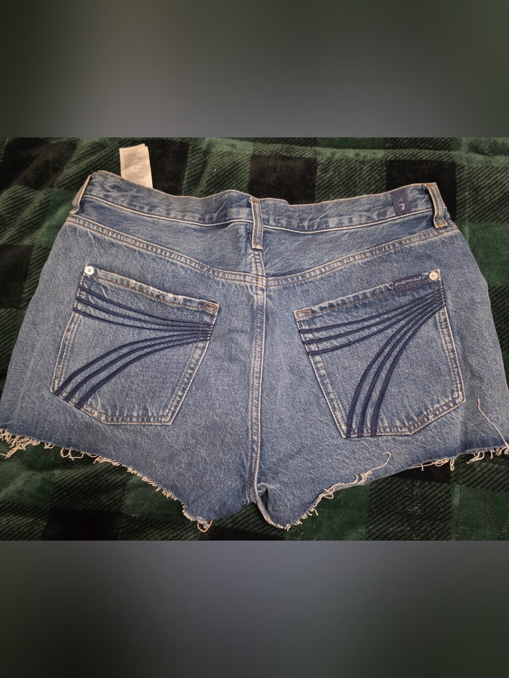 7 For All Mankind Distressed Blue Denim Cutoff Shorts
